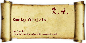 Kmety Alojzia névjegykártya